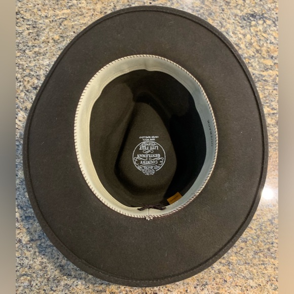 Country Gentleman Lite Felt 100% Wool water repellent Brown Outback Hat Large - Picture 6 of 12